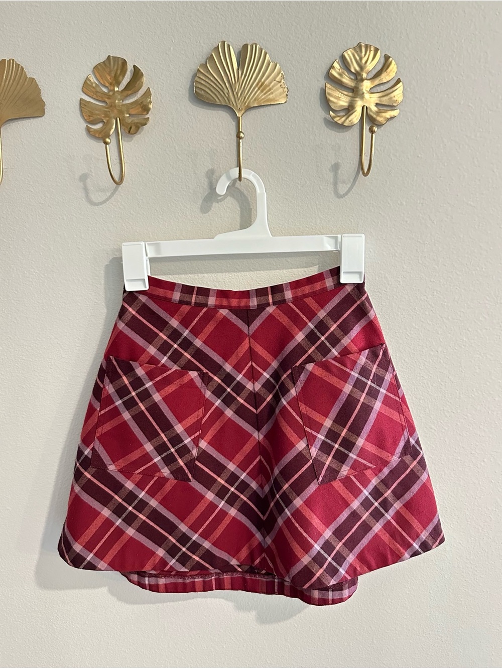 silence + noise Red Plaid Mini Skirt